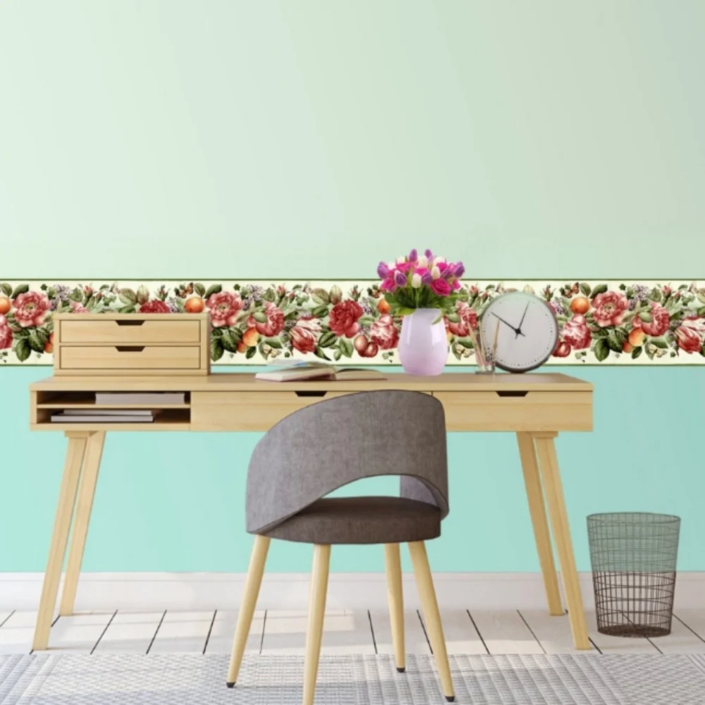 Wallpaper Border Fruit Flower & Butterfly Yellow